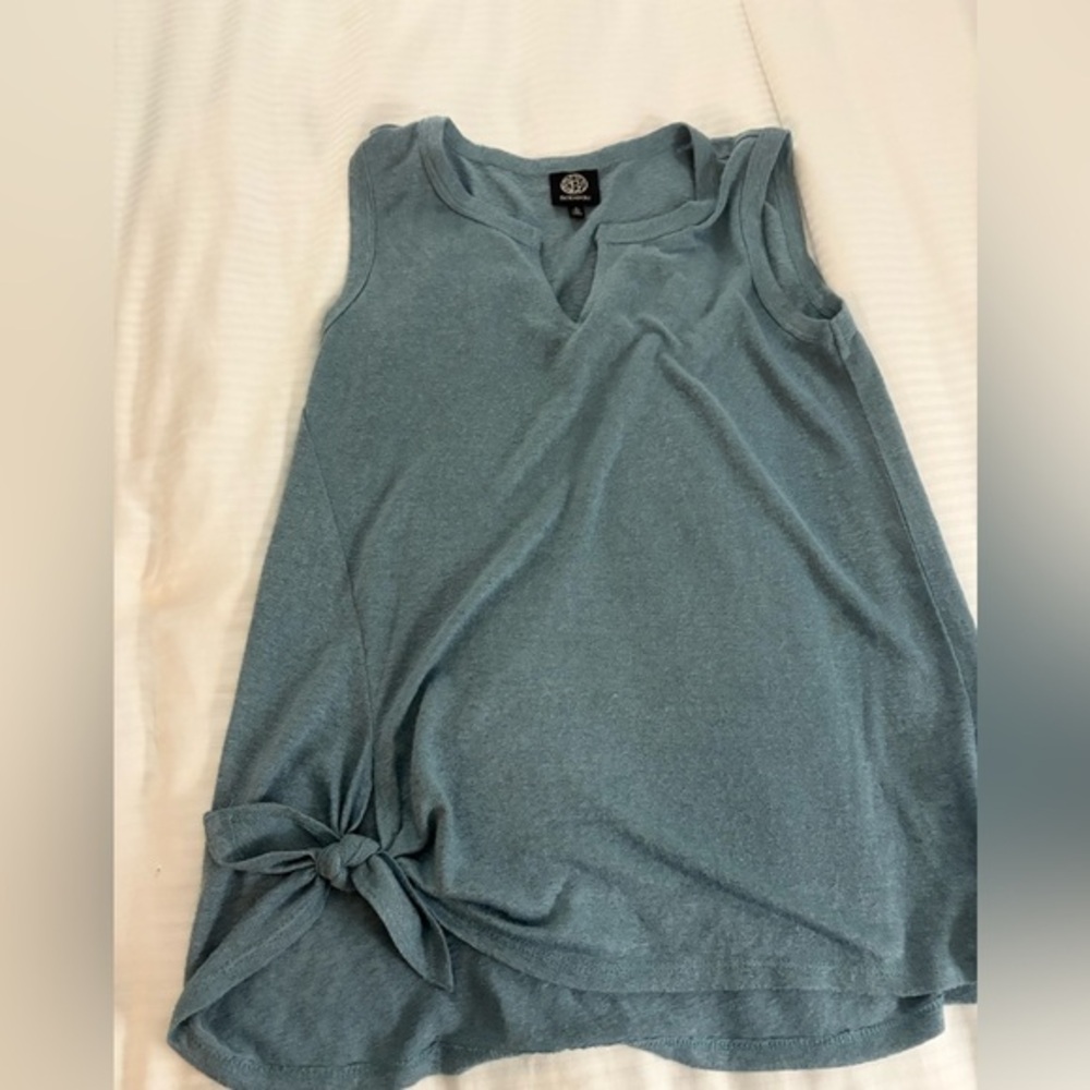 Bobeau Teal Sleeveless Tank with Knot Detail
